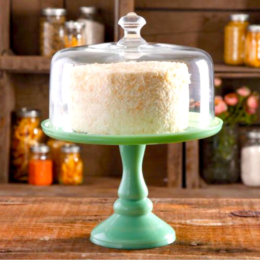The Pioneer Woman Timeless Beauty 10-Inch Mint Green Cake Stand with Glass Cover